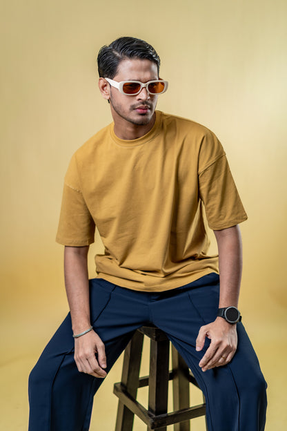 Oversized Drop Shoulder T-Shirt - Warm Nude