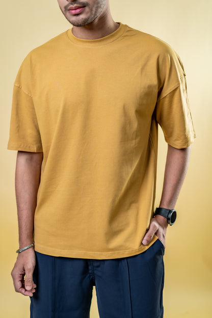 Oversized Drop Shoulder T-Shirt - Warm Nude