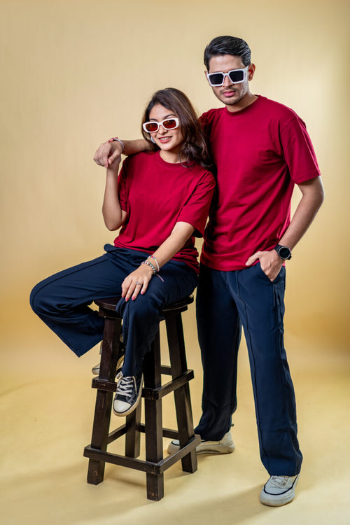 Load image 1 in gallery view. The Basics Maroon – Regular Fit T-shirt