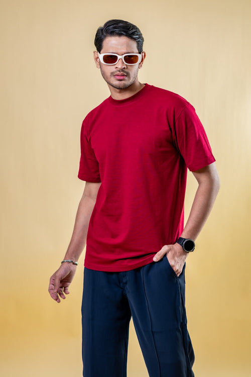 Load image 1 in gallery view. The Basics Maroon – Regular Fit T-shirt