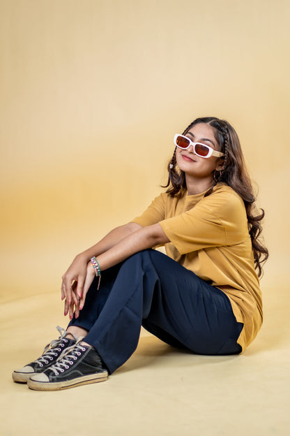 Oversized Drop Shoulder T-Shirt - Warm Nude