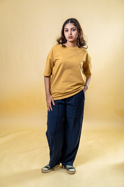 Oversized Drop Shoulder T-Shirt - Warm Nude