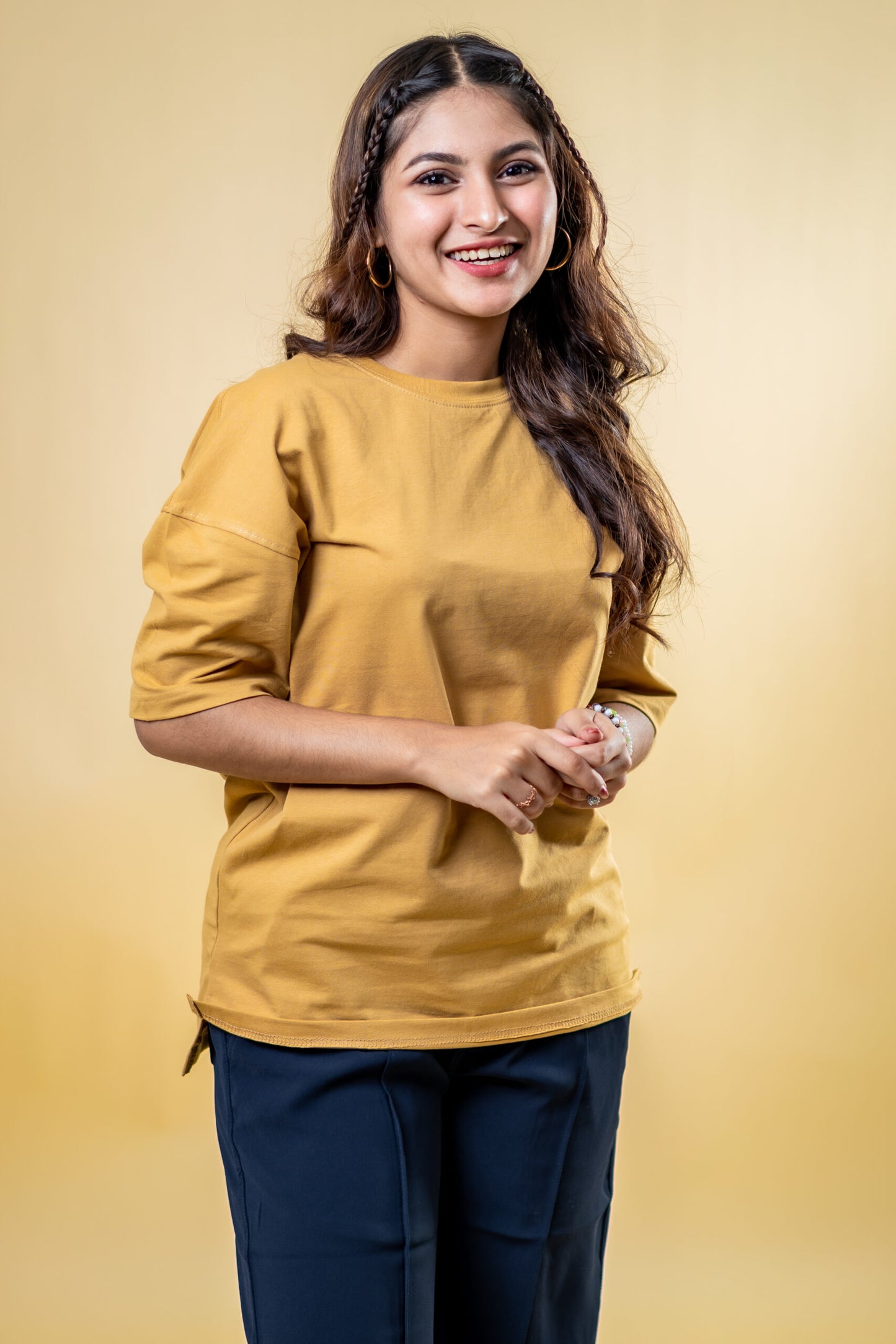 Oversized Drop Shoulder T-Shirt - Warm Nude