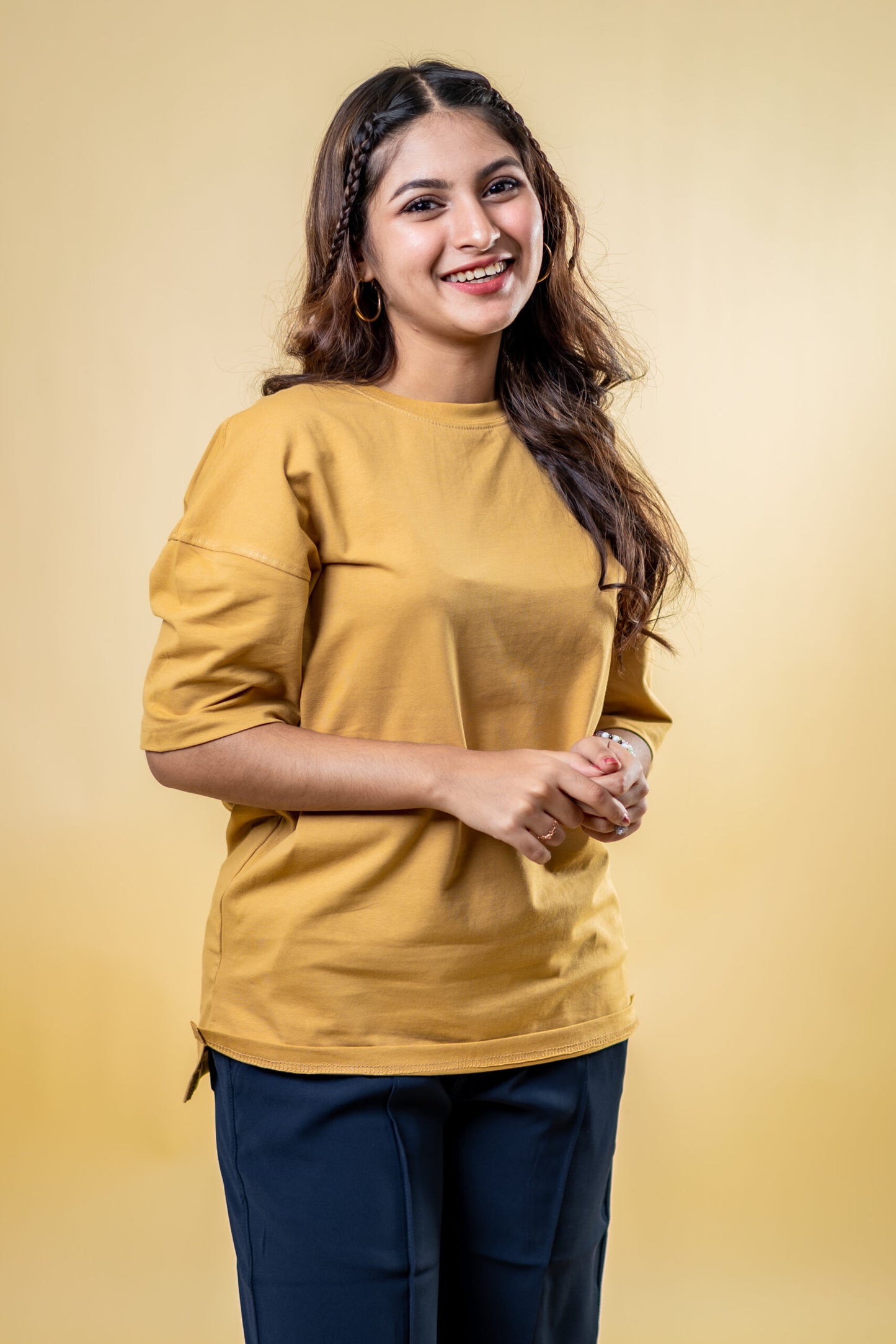 Oversized Drop Shoulder T-Shirt - Warm Nude