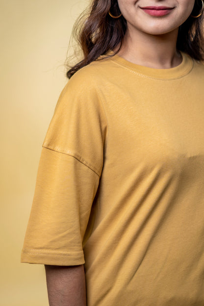 Oversized Drop Shoulder T-Shirt - Warm Nude