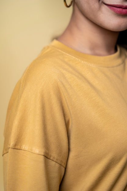 Oversized Drop Shoulder T-Shirt - Warm Nude