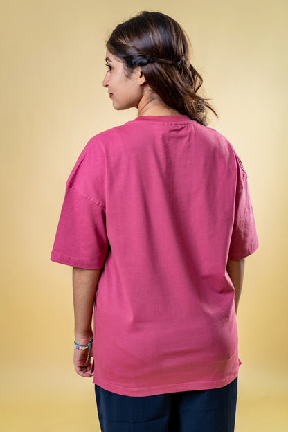 Oversized Drop Shoulder T-Shirt - Velvet Rose