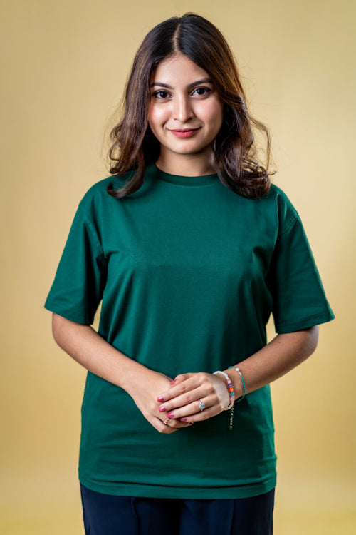 Load image 1 in gallery view. The Basics Dark Green- Regular Fit T-shirt