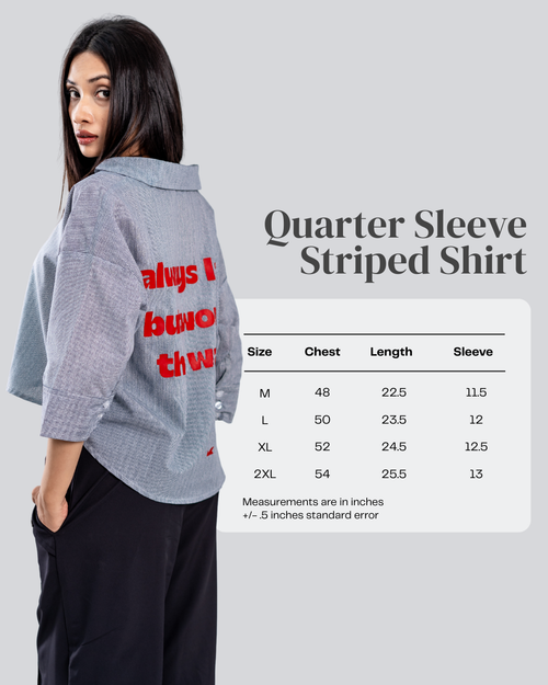 Load image 1 in gallery view. Quarter Sleeve Striped Shirt – Always Late