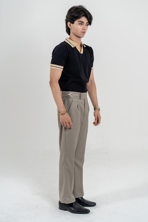 Load image 1 in gallery view. Relaxed fit Bootcut Gurkha Pants - Stone Taupe