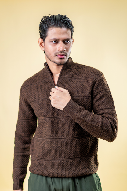 Polyamide Half-Zip Sweater: Coffee
