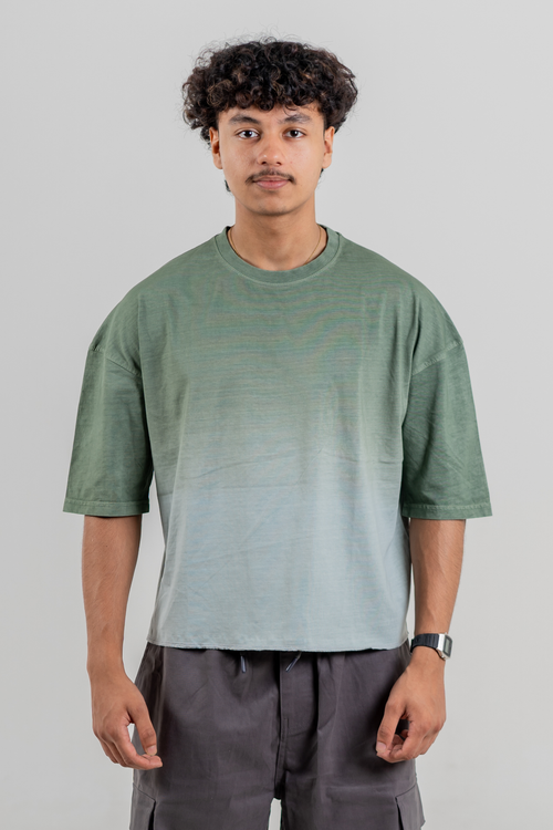 Load image 1 in gallery view. Men’s Full Pour Acid Wash Tee – Matcha Gradient