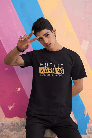 Mad Koffee Basic T-shirts Black / 2XL Public Warning - Regular Fit T-shirt