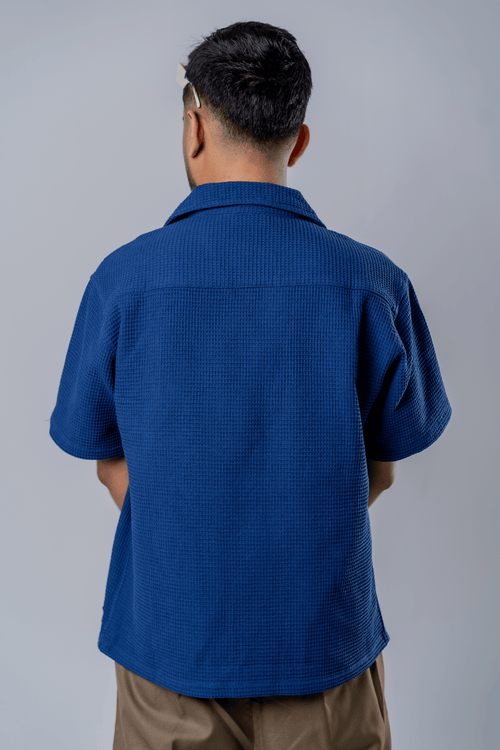 Load image 1 in gallery view. Mad Koffee Box Fit Waffle Shirt - Navy Blue