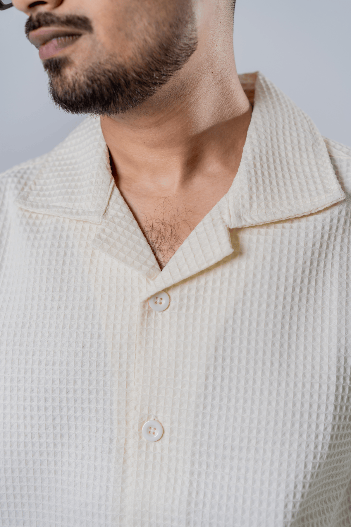 Mad Koffee Box Fit Waffle Shirt - Off White