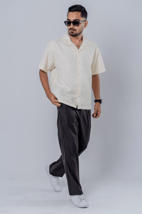 Load image 1 in gallery view. Mad Koffee Box Fit Waffle Shirt - Off White
