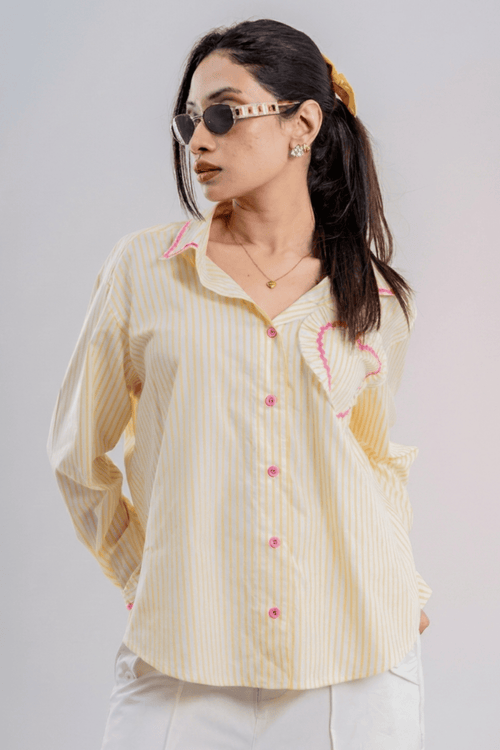 Load image 1 in gallery view. Mad Koffee Butter & Blush Sweetheart Striped Shirt