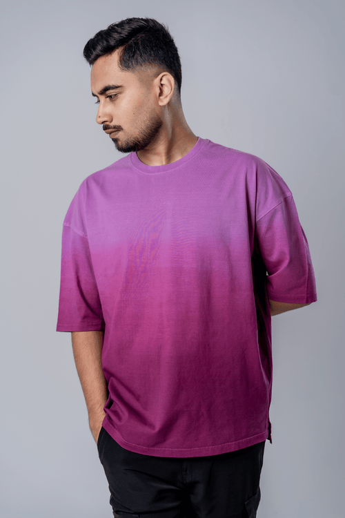 Load image 1 in gallery view. Mad Koffee Dip-Dye Oversized Tee - Berry Brew Gradient