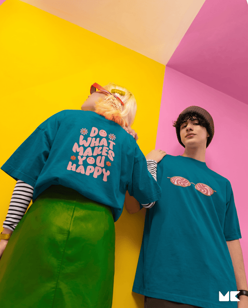 Load image 1 in gallery view. Mad Koffee Teal Green / 2XL Do What Makes You Happy - Oversized Drop Shoulder T-shirt