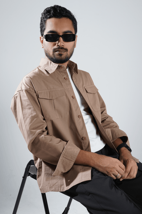 Load image 1 in gallery view. Mad Koffee Double Pocket Overshirt - Peanut Brown