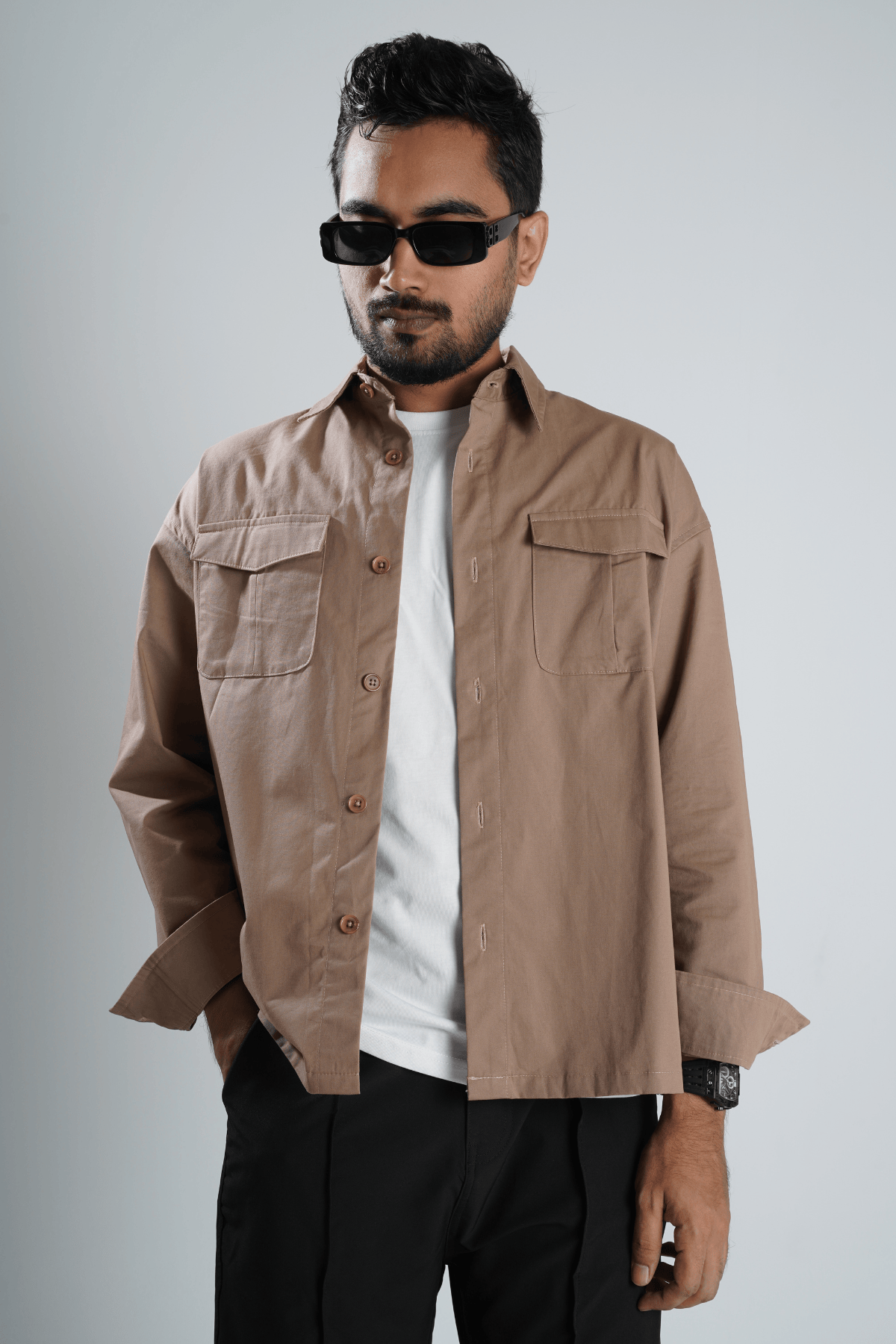 Mad Koffee Double Pocket Overshirt - Peanut Brown