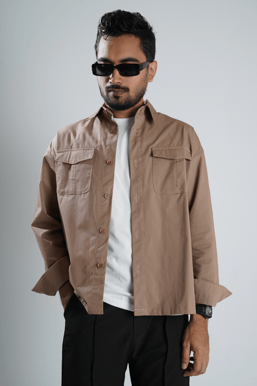 Load image 1 in gallery view. Mad Koffee Double Pocket Overshirt - Peanut Brown