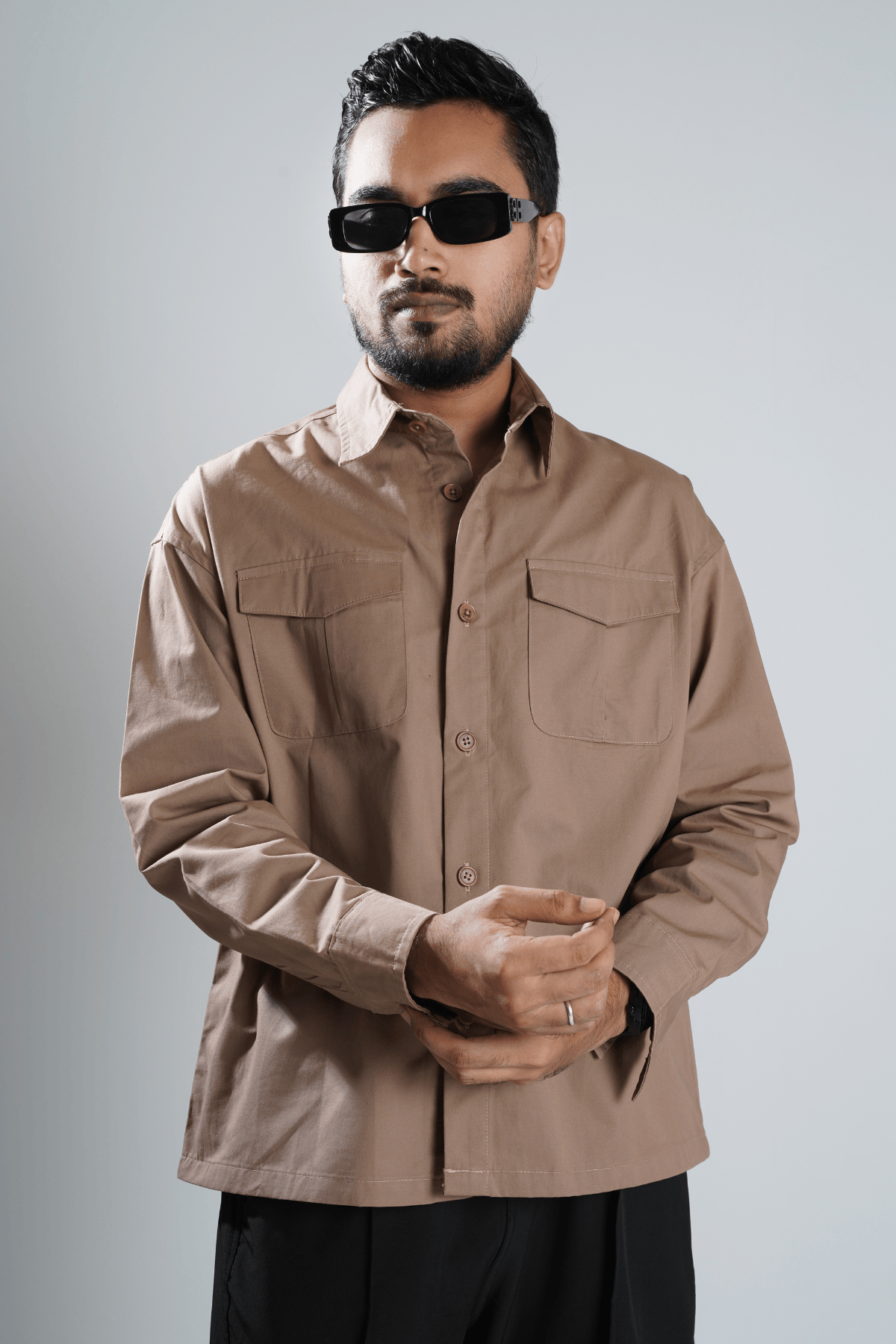 Mad Koffee Double Pocket Overshirt - Peanut Brown