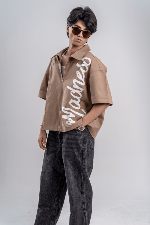 Load image 1 in gallery view. Mad Koffee Double-Zip Boxy Shirt - Mocha