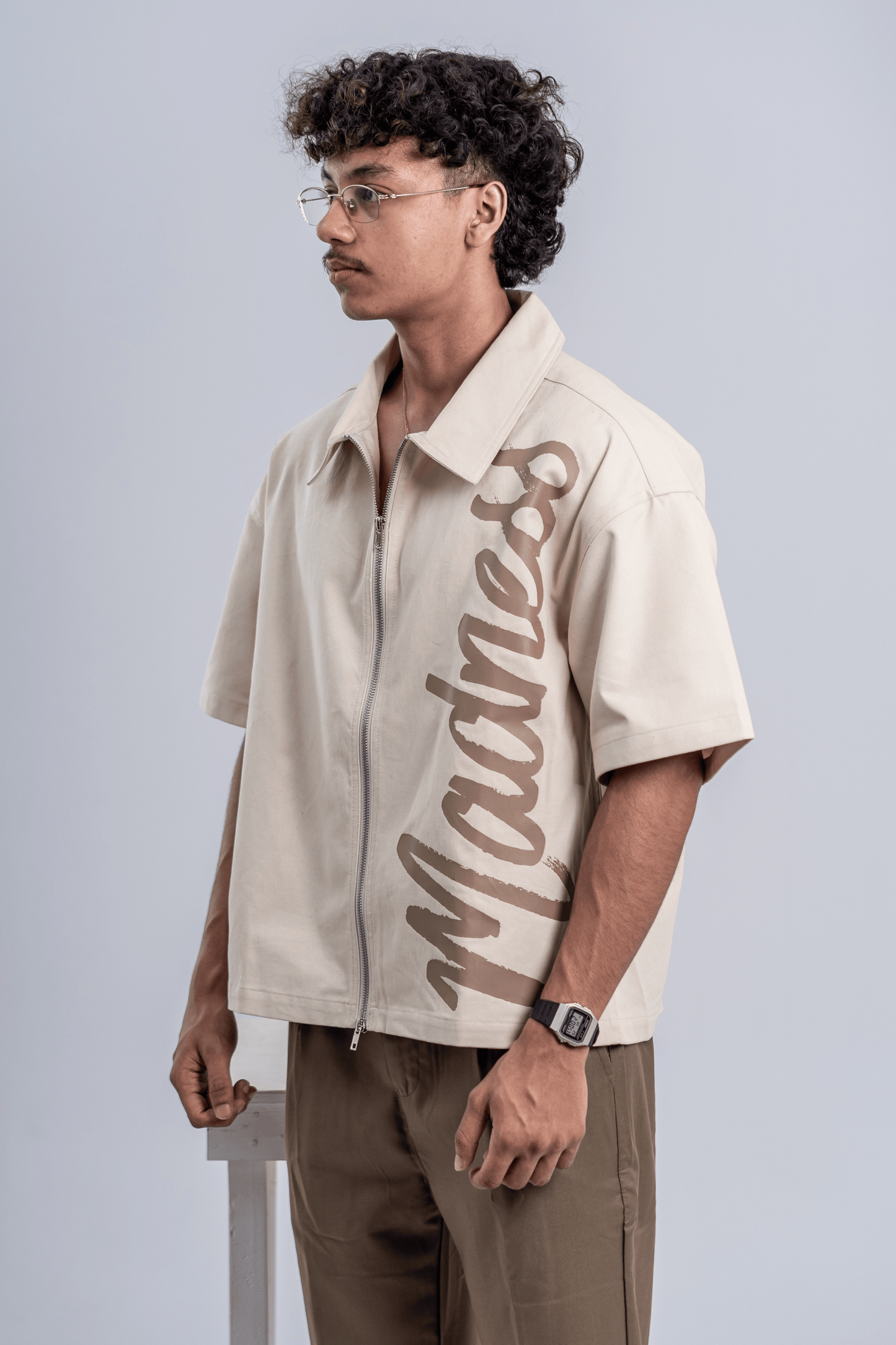 Mad Koffee Double-Zip Boxy Shirt - Oatmeal