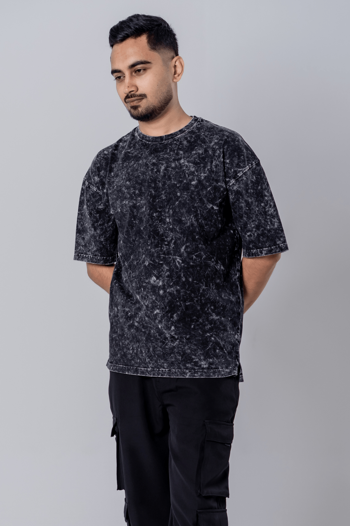 Mad Koffee Faded-Acid Oversized Tee - Black