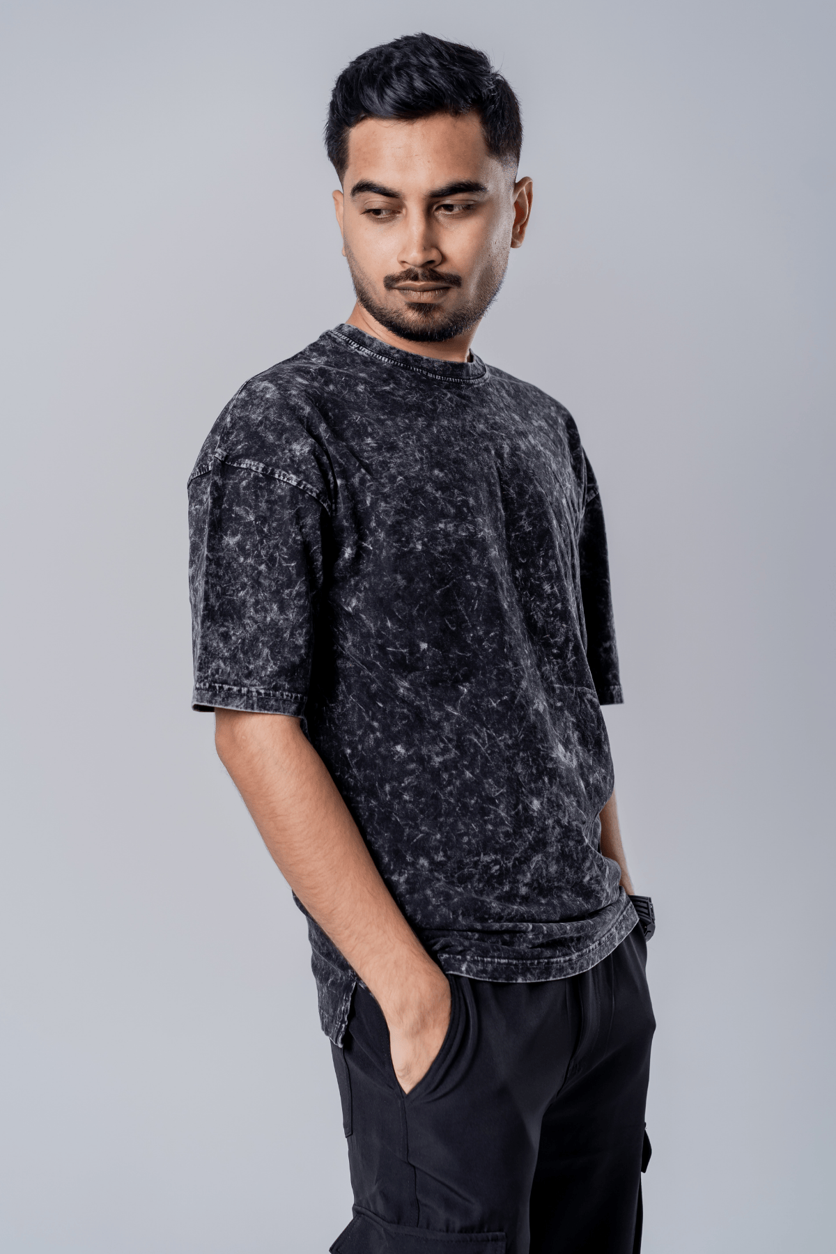 Mad Koffee Faded-Acid Oversized Tee - Black
