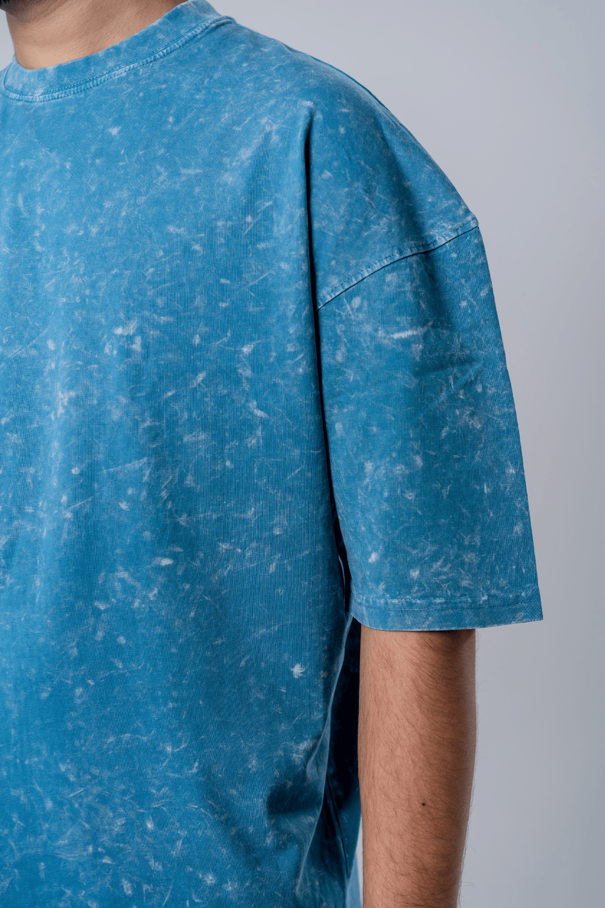 Mad Koffee Faded-Acid Oversized Tee - Teal Blue