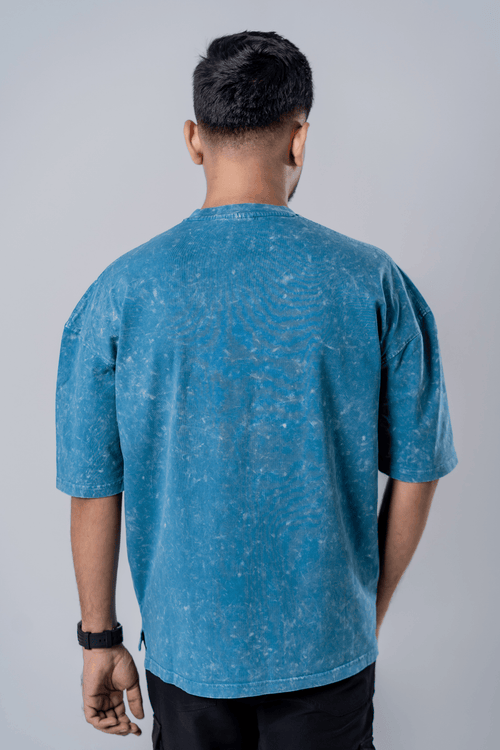 Load image 1 in gallery view. Mad Koffee Faded-Acid Oversized Tee - Teal Blue