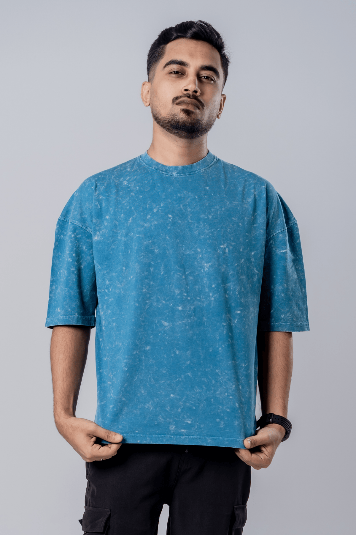 Mad Koffee Faded-Acid Oversized Tee - Teal Blue