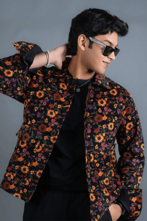 Load image 1 in gallery view. Mad Koffee Floral Cord Jacket Floral Jacket with Pockets