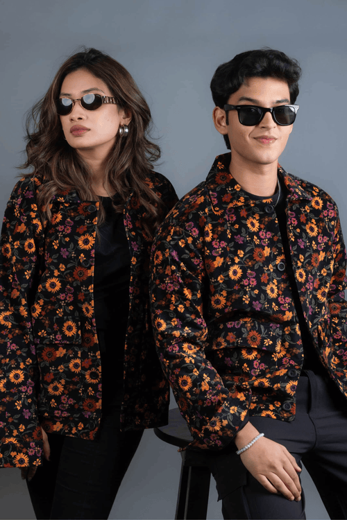 Load image 1 in gallery view. Mad Koffee Floral Cord Jacket Floral Jacket with Pockets