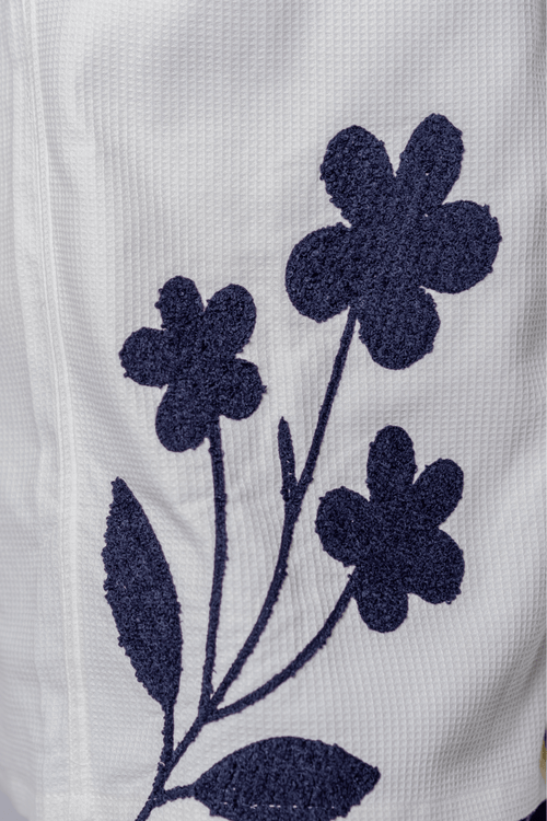 Load image 1 in gallery view. Mad Koffee Floral Patch Waffle Shirt- Off White