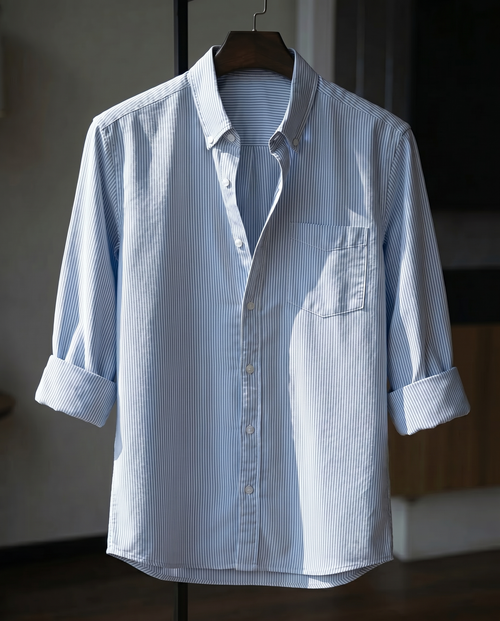 Load image 1 in gallery view. AirLight Button-down Shirts – Light Blue Stripes