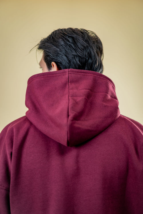 Load image 1 in gallery view. Mad Koffee Hoodie Oversized Drop Shoulder Hoodie: Maroon
