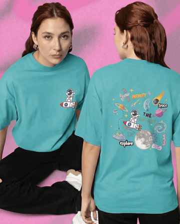 Mad Koffee Pastel Green / 2XL Infinity - Printed Oversized Drop Shoulder T-shirt