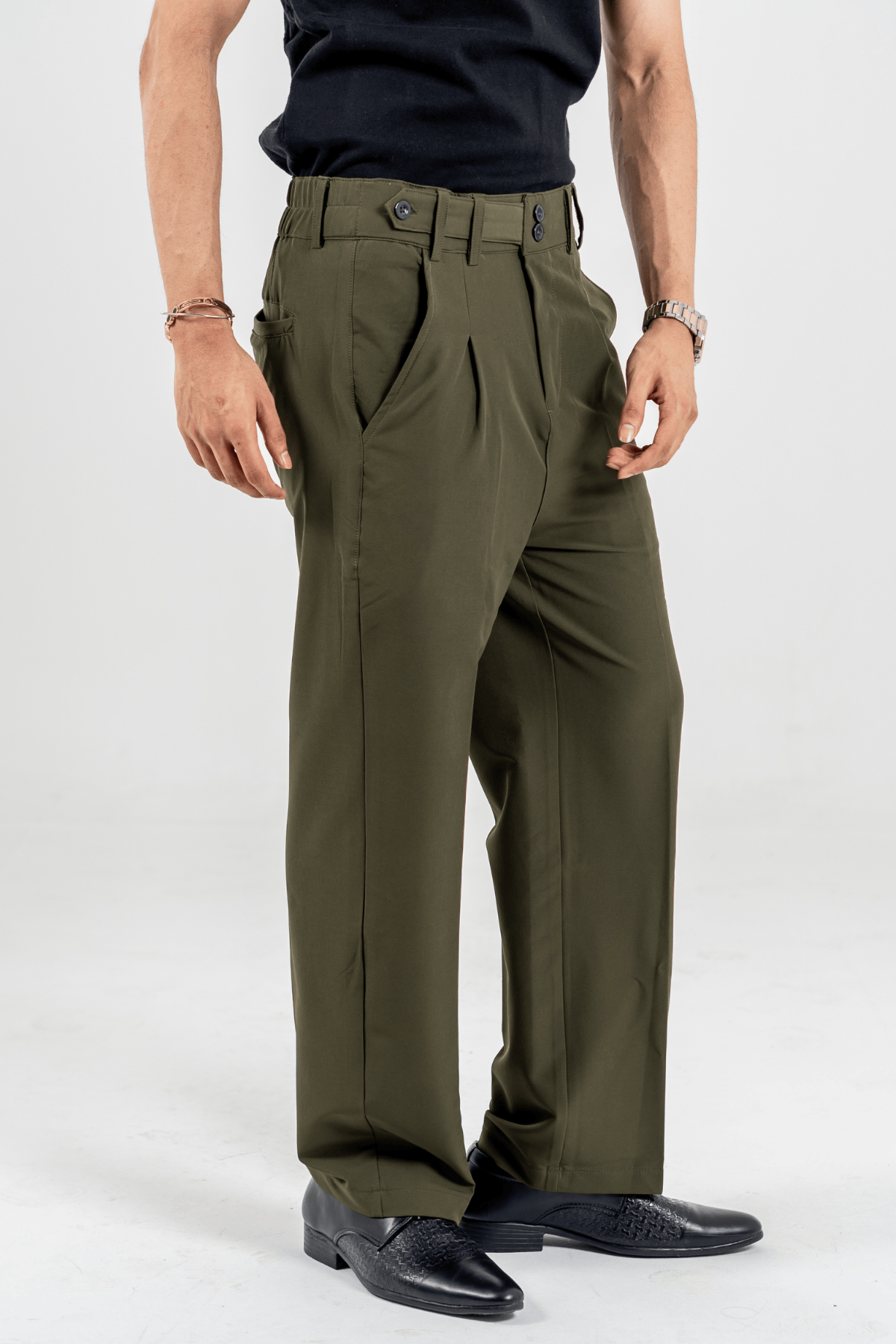 Mad Koffee Korean Pants - Olive Green
