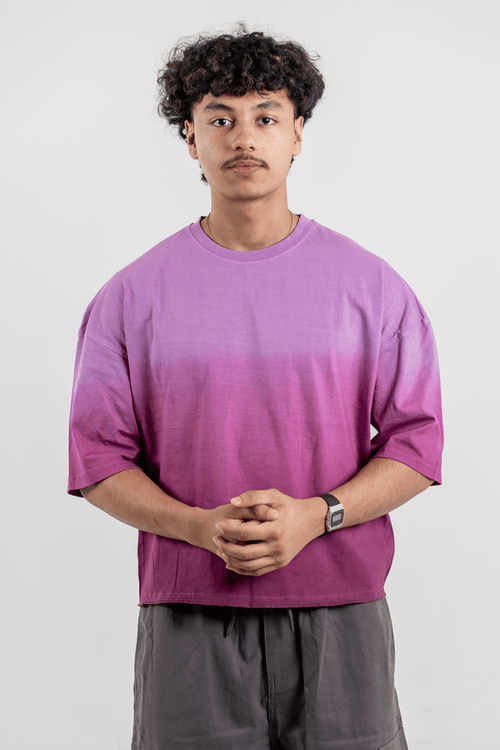 Load image 1 in gallery view. Mad Koffee Men’s Full Pour Acid Wash Tee – Berry Brew Gradient