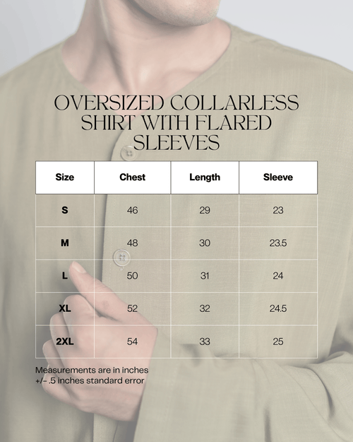 Load image 1 in gallery view. Mad Koffee Oversized Collarless Shirt with Flared sleeves - Black
