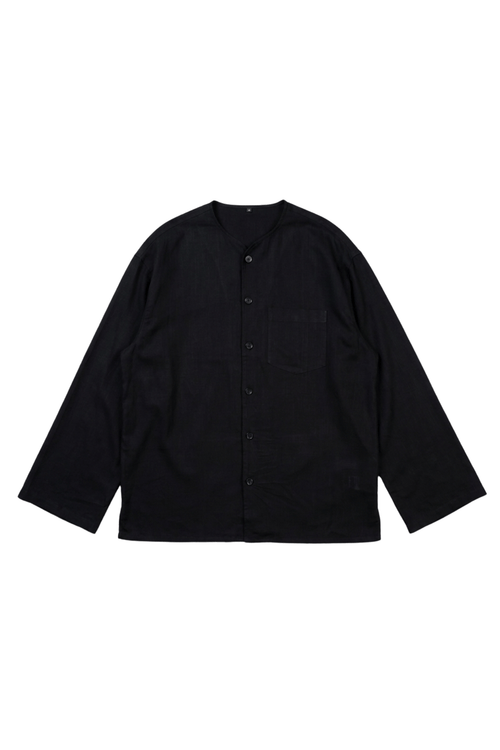 Load image 1 in gallery view. Mad Koffee Oversized Collarless Shirt with Flared sleeves - Black