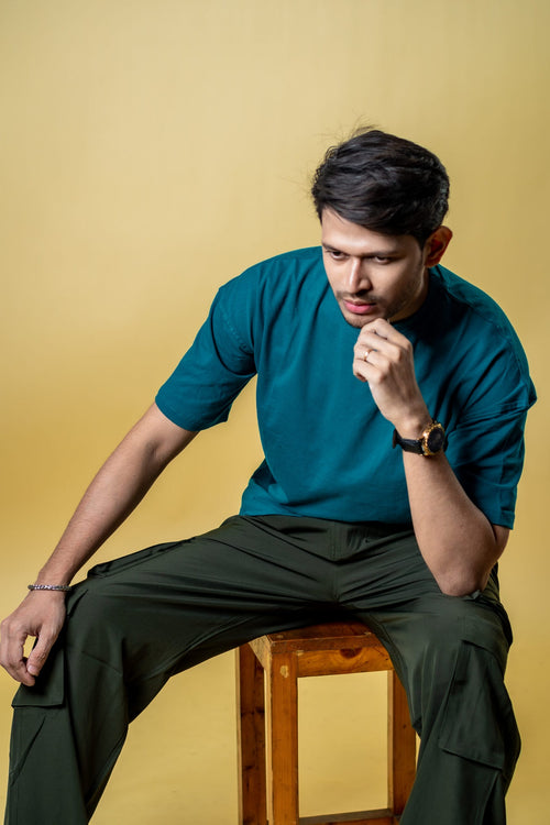 Load image 1 in gallery view. Mad Koffee Oversized Drop Shoulder T-Shirt - Teal Green