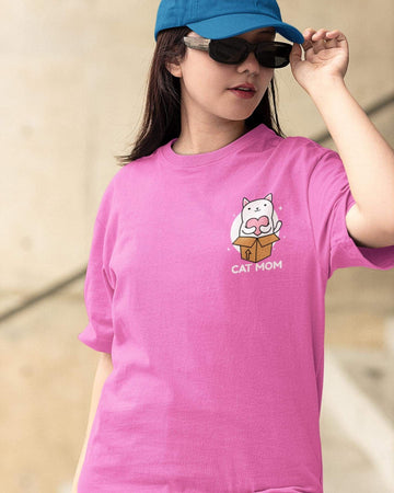 Mad Koffee Oversized T-shirts Rose / 2XL Cat Mom - Oversized Drop Shoulder T-shirt