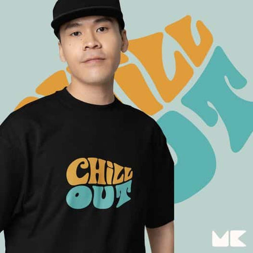 Load image 1 in gallery view. Mad Koffee Oversized T-shirts Green / 2XL Chill Out- Printed Oversized Drop Shoulder T-shirt