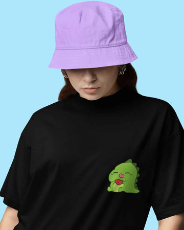Mad Koffee Oversized T-shirts Hot Pink / 2XL Dino- Printed Oversized Drop Shoulder T-shirt