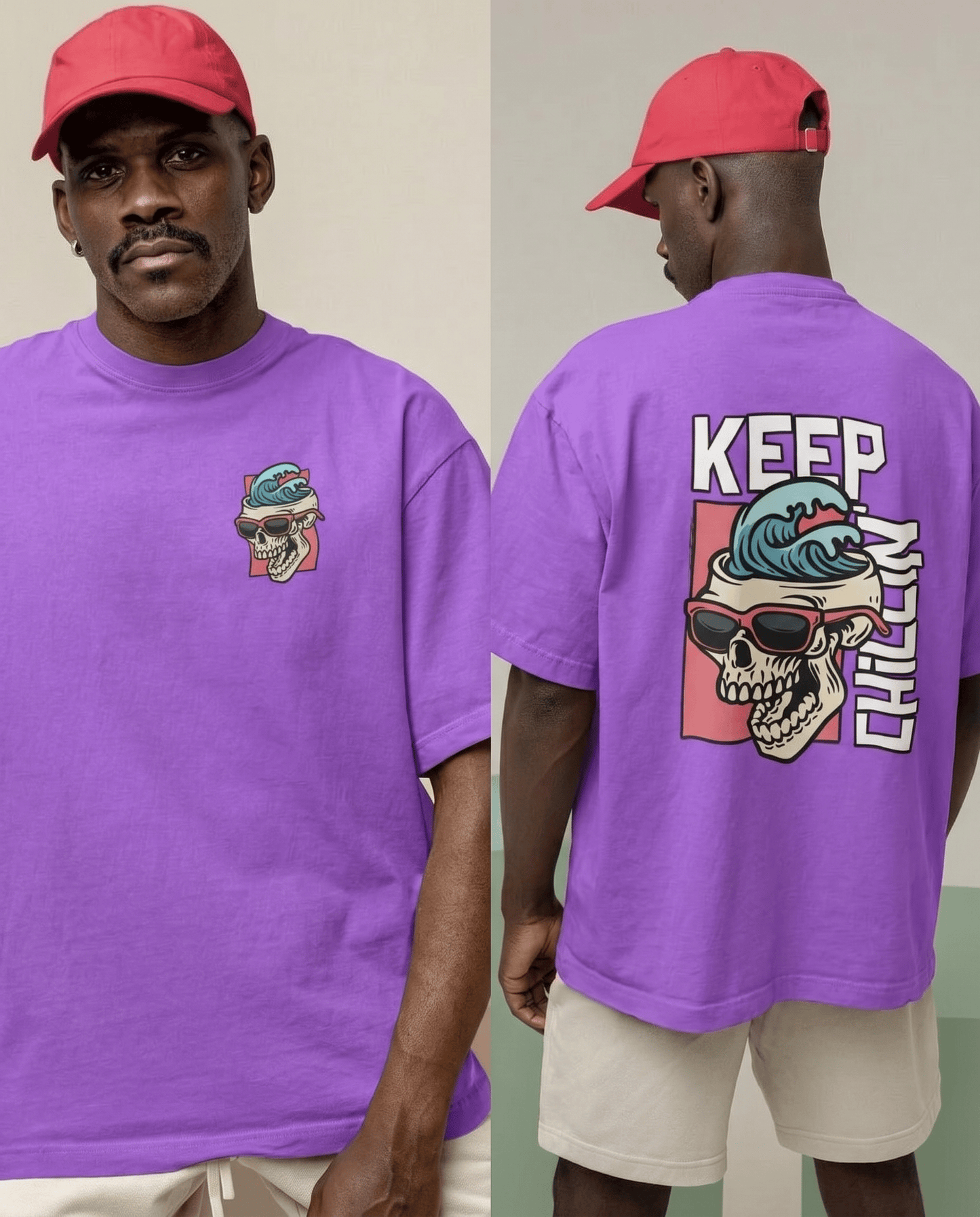 Mad Koffee Oversized T-shirts Lavender / 2XL KEEP CHILLIN- Oversized Drop Shoulder T-shirt