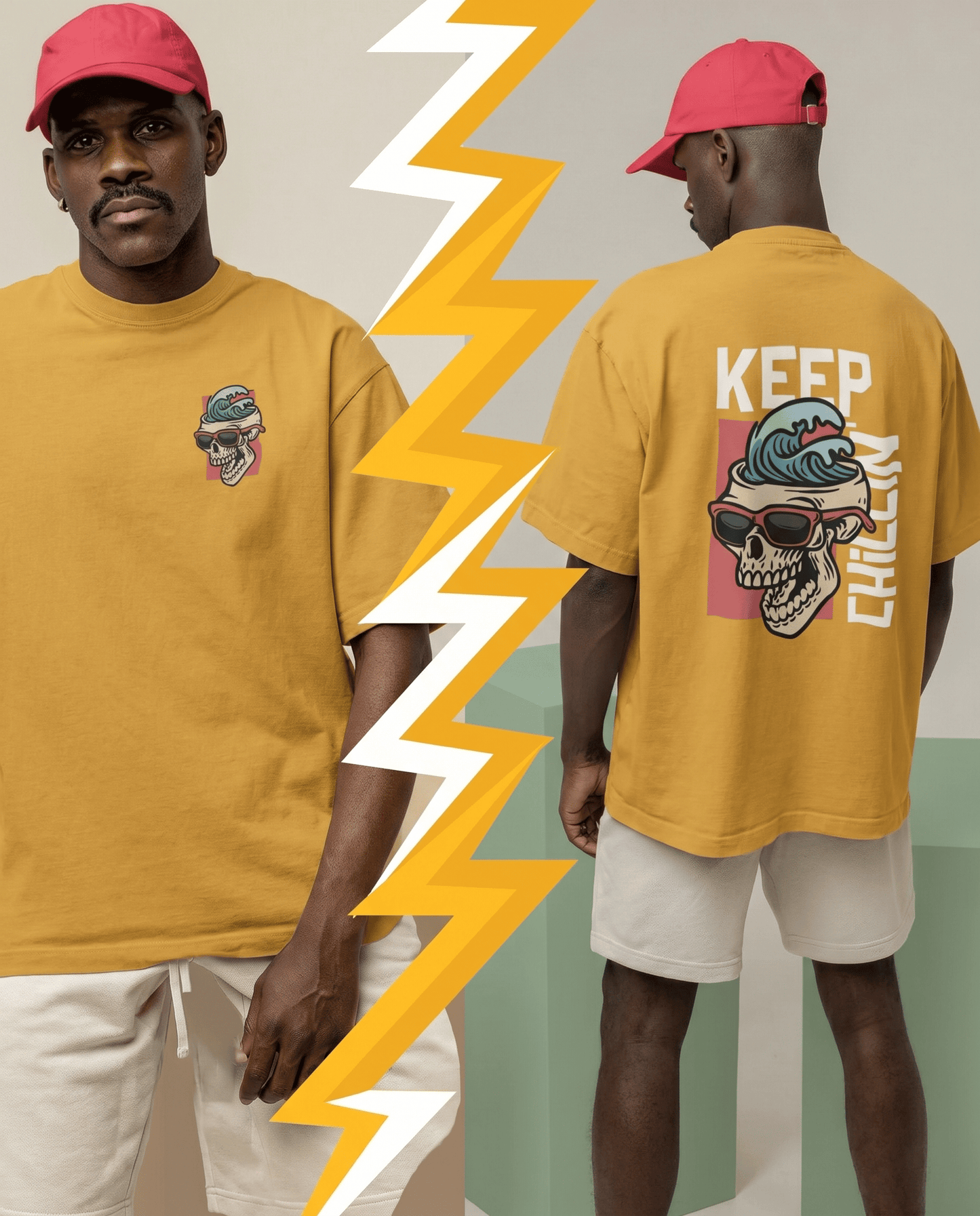 Mad Koffee Oversized T-shirts Nude / 2XL KEEP CHILLIN- Oversized Drop Shoulder T-shirt